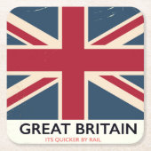 イギリス素晴らし「鉄道で速い」ヴィンテージのポスター スクエアペーパーコースター (正面)