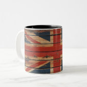 イギリス素朴な木製の旗 ツートーンマグカップ (正面左)