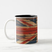 イギリス素朴な木製の旗 ツートーンマグカップ (左)