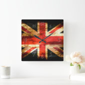イギリス紫系統の白 スクエア壁時計 (ホーム)