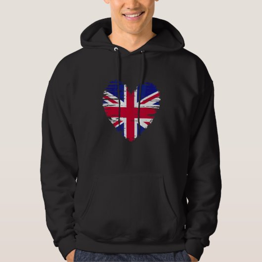 イギリス統一されたハートイギリス国旗プライド パーカ (正面)