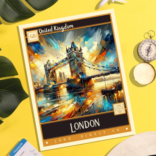 イギリス統一されたロンドン |ヴィンテージ絵画ー ポストカード