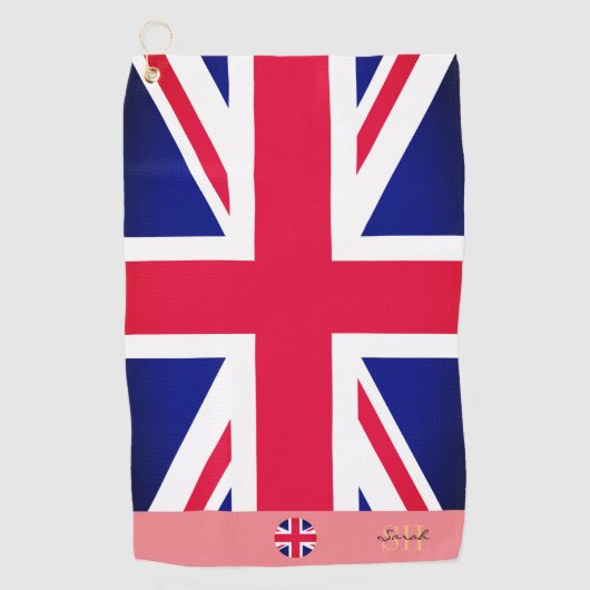 イギリス統一された国旗モノグラムの&王国/ゴルフUK ゴルフタオル (正面)