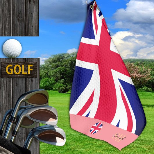 イギリス統一された国旗モノグラムの&王国/ゴルフUK ゴルフタオル