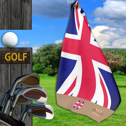 イギリス統一された国旗モノグラムの&王国/golf Go ゴルフタオル