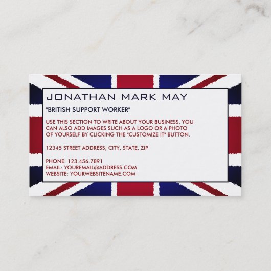 イギリス統一された国旗、引き裂かれた効果、イギリス 名刺 (裏面)