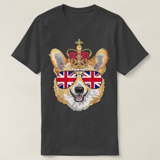 イギリス統一された国旗Welsh 王室の Corgi UK Union Jac Tシャツ (デザイン正面)