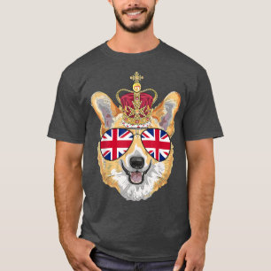 イギリス統一された国旗Welsh 王室の Corgi UK Union Jac Tシャツ