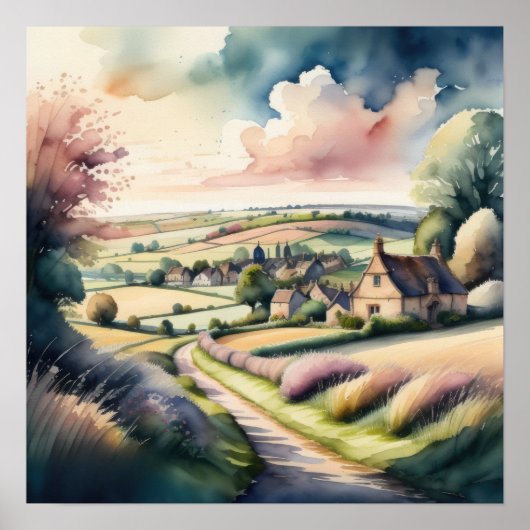 イギリス絵を描の田舎の水色 ポスター (正面)