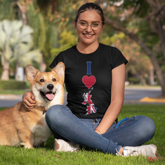 イギリス縦型Iラブ統一されたキングダムフラッグ女性像 Tシャツ