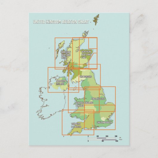 イギリス航空図 ポストカード (正面)