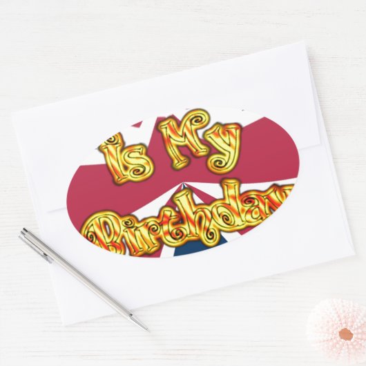 イギリス誕生日ギフトアートプリント 楕円形シール (封筒)