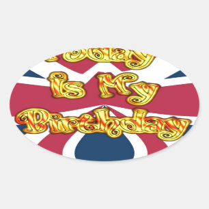イギリス誕生日ギフトアートプリント 楕円形シール