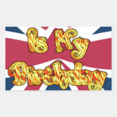 イギリス誕生日ギフトアートプリント 長方形シール (正面)