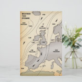 イギリス諸島とヨーロッパのビンテージ気象図 便箋 (スタンド正面)