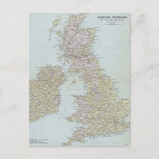 イギリス諸島の主要幹線道路 ポストカード (正面)