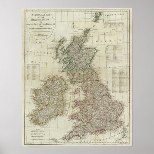 イギリス諸島の全地図 ポスター