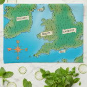 イギリス諸島の地図 キッチンタオル (折り畳み)
