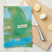 イギリス諸島の地図 キッチンタオル (四つ折り)