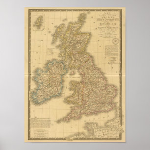 イギリス諸島の地図 ポスター