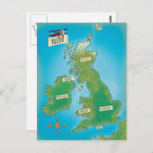 イギリス諸島の地図 ポストカード (正面/裏面)