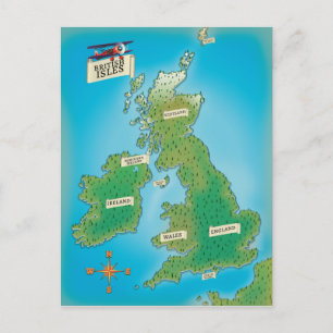 イギリス諸島の地図 ポストカード