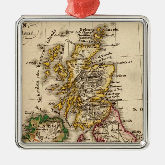 イギリス諸島の地図 メタルオーナメント (正面)