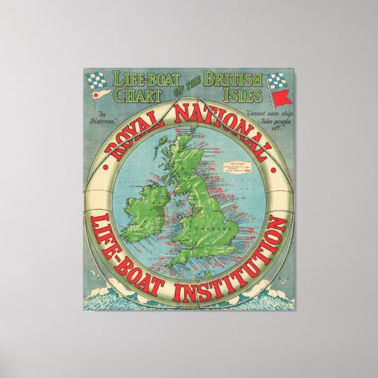 イギリス諸島の地図 – ライフボート図 キャンバスプリント (正面)