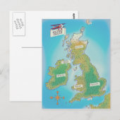 イギリス諸島の地図(ヴィンテージ版) ポストカード (正面/裏面)