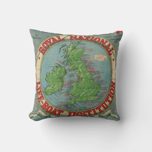 イギリス諸島の地図-救命ボートの図表 クッション (正面)