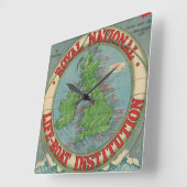 イギリス諸島の地図-救命ボートの図表 スクエア壁時計 (傾斜)