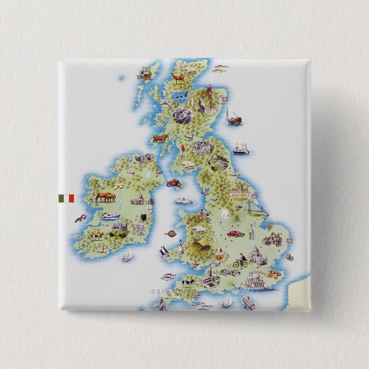 イギリス諸島の地図 缶バッジ (正面)
