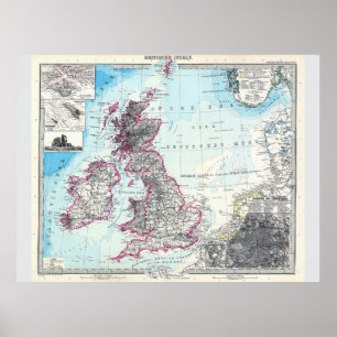 イギリス諸島の地図(1891年) ポスター