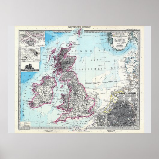 イギリス諸島の地図（1891年） ポスター (正面)