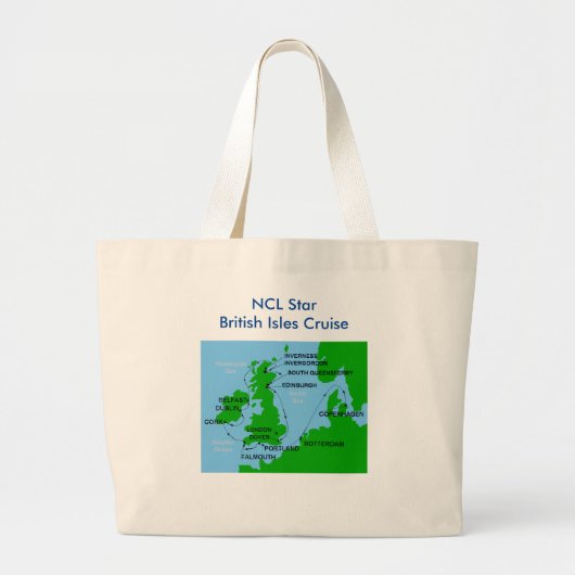 イギリス諸島の巡航のためのジャンボトート ラージトートバッグ (正面)