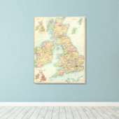 イギリス諸島の政治地図 キャンバスプリント (インサイチュ (ウッドフロア))