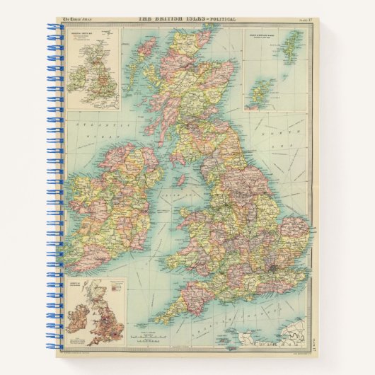 イギリス諸島の政治地図 ノートブック (正面)