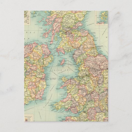 イギリス諸島の政治地図 ポストカード (正面)