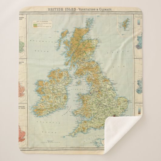 イギリス諸島の植物及び気候の地図 シェルパブランケット (正面)