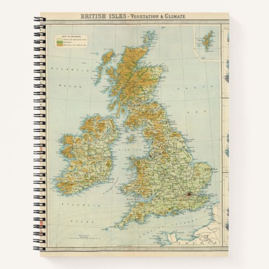 イギリス諸島の植生と気候の地図 ノートブック (正面)