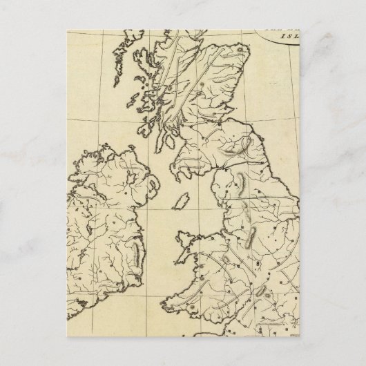 イギリス諸島の輪郭地図 ポストカード (正面)