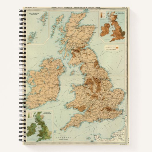 イギリス諸島の鉄道と産業地図 ノートブック (正面)