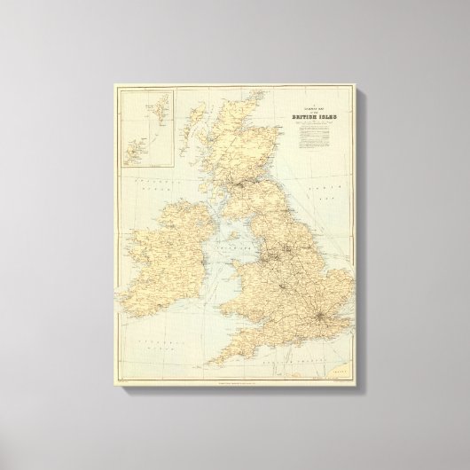 イギリス諸島の鉄道地図 キャンバスプリント (正面)