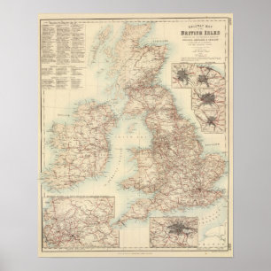 イギリス諸島の鉄道地図 ポスター
