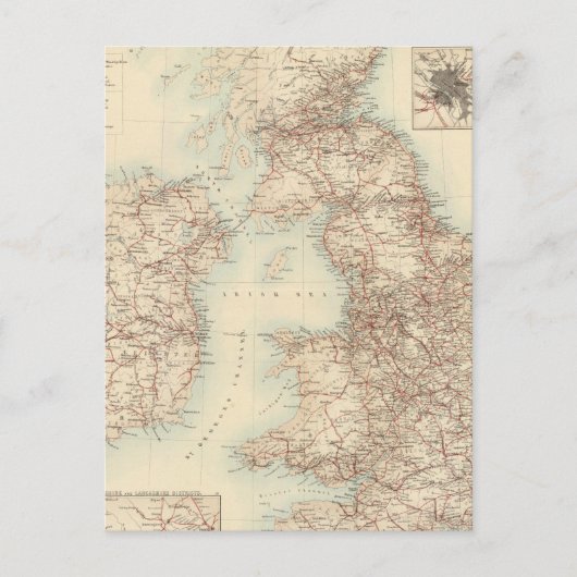 イギリス諸島の鉄道地図 ポストカード (正面)