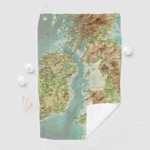 イギリス諸島のbathyorographical地図 ゴルフタオル