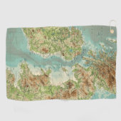 イギリス諸島のbathyorographical地図 ゴルフタオル (横)