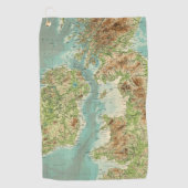 イギリス諸島のbathyorographical地図 ゴルフタオル (正面)