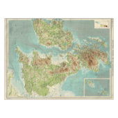 イギリス諸島のbathyorographical地図 テーブルクロス (正面(横))