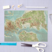 イギリス諸島のbathyorographical地図 薄葉紙 (クラフト)